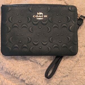Coach Embossed Black Wristlet